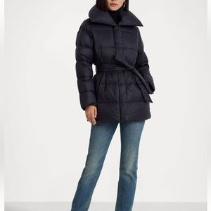 Lauren Ralph Lauren Down Quilted Pillowcase Collar Coat Dark Navy Size L